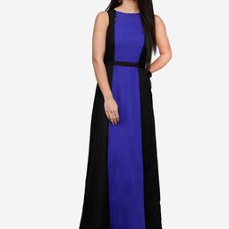 V&M Women Blue Colourblocked Maxi Dress-image-41