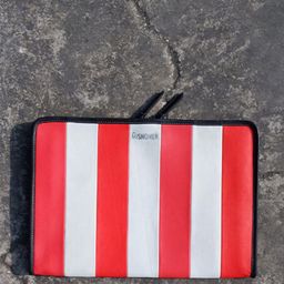 the Misnomer Unisex Striped Leather Laptop Sleeve-image-92