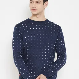 JUMP USA Men Acrylic Navy Blue & White Printed Pullover Sweater-picture-30
