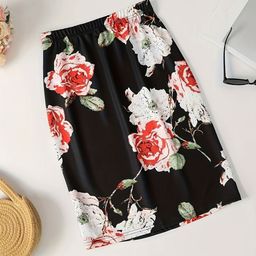 StyleCast Floral Printed Pencil Knee Length Skirt-image-14