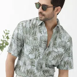 RARE RABBIT Men Areno Regular Fit Tropical Printed Shirt-image-55