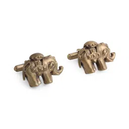 COSA NOSTRAA Antique Gold-Toned Elephant-Shaped Cufflinks-image-33
