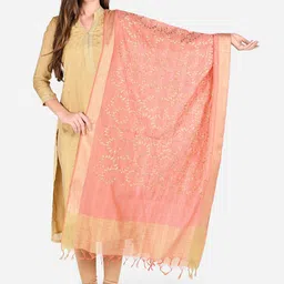 Dupatta Bazaar Peach-Coloured Embroidered Dupatta-1