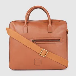 Hidesign Unisex Tan Brown Textured Messenger Bag-image-53