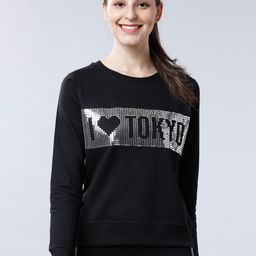 Tokyo Talkies Women Black Embellished Sweatshirt-image-53