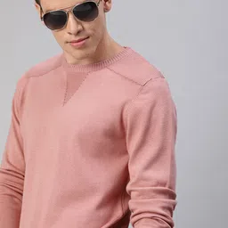 WROGN Men Pink Solid Pullover Sweater-image-49