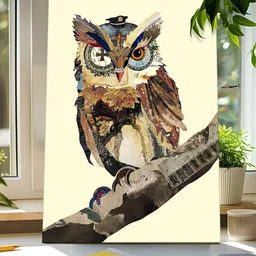 Art Street Cream Owl Printed Canvas Wall Art-image-17