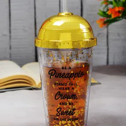 Archies Gold-Toned & Transparent Printed Sipper Bottle With Sparkle-image-7
