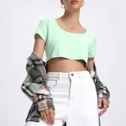 glitchez Scoop Neck Crop Top-image-45