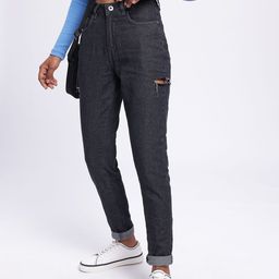 glitchez Women Denim Rips Mom Fit Jeans-image-45
