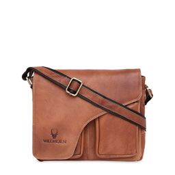 WildHorn Men Tan Brown Solid Genuine Leather Messenger Bag-51