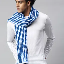 Magic Needles Unisex Blue & White Self Design Scarf-image-92