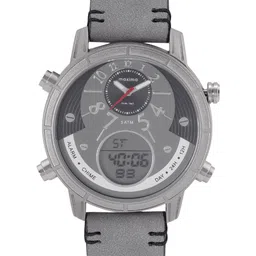 maxima Men Patterned Dial Leather Straps Analogue & Digital Multi Function Watch 60345LMAF-1