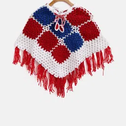 CHUTPUT Girls Red & Blue Self Design Poncho-image-68