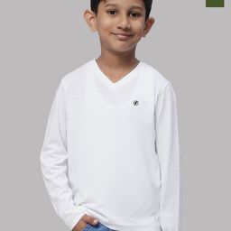 Friskers Boys White 2 V-Neck Applique T-shirt-image-93