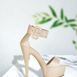 Flat n Heels Women Beige Solid Heels-53