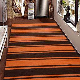 Saral Home Orange Striped Anti-Skid Dhurrie-image-76