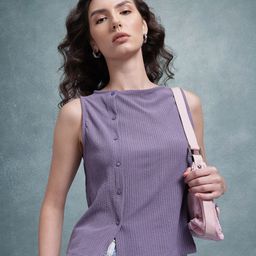The Roadster Life Co. Self-Design Asymmetric Button Closure Top-1