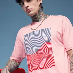 HERE&NOW Abstract Printed Pure Cotton T-shirt-image-36