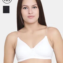 Floret White & Black Solid Non-Wired Lightly Padded T-shirt Bra F20560-image-42
