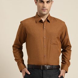 SOJANYA Men Brown Cotton Classic Regular Fit Solid Formal Shirt-image-99