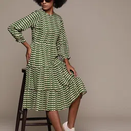 Roadster Abstract Print Ruffled A-Line Dress-image-1