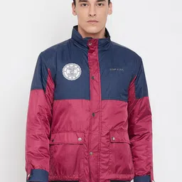 JUMP USA Men Navy Blue & Red Colourblocked Lightweight Bomber Jacket-image-64