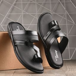 Azzaro Black Men Textured Leather Comfort Sandals-image-75