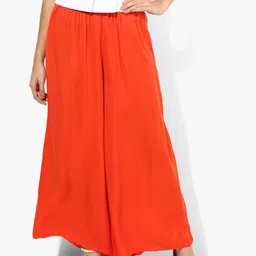 RANGMANCH BY PANTALOONS Women Orange Solid Flared Palazzos-picture-13