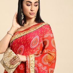 Mitera Gotta Patti Poly Georgette Bandhani Saree-picture-42
