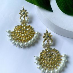 I Jewels Gold-Toned & White Classic Drop Earrings-picture-32