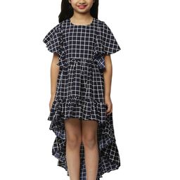 Shahina Fashion Baby Girls Checked High Low Dress-picture-1
