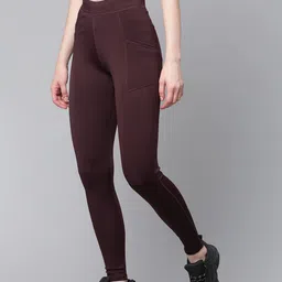 Blinkin Women Burgundy Solid High-Rise Tights-image-16