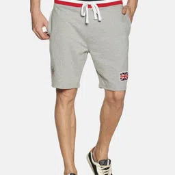 Steenbok Men Grey Melange Solid Cotton Regular Shorts-picture-12
