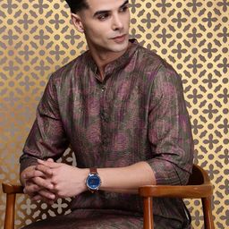 House of Pataudi Jashn Floral Printed Sequinned Indie Florals Kurta-picture-45