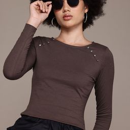 The Roadster Lifestyle Co. Long Sleeves Fitted Top with Button Detail-image-93