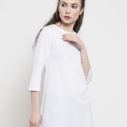 Kalt Women White Solid Round Neck T-shirt-picture-30