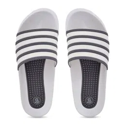 Carlton London sports Men White & Black Striped Sliders-image-87