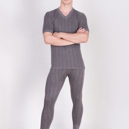 Dollar Ultra Men Grey Striped Thermal Set-image-22