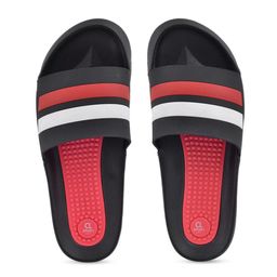 Carlton London sports Men Black & Red Colourblocked Sliders-picture-50
