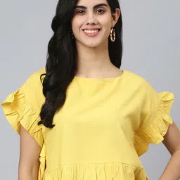 FLAMBOYANT Flutter Sleeves Regular Crop Top-image-17