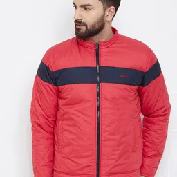 Adobe Men Red Striped Quilted Jacket-picture-1
