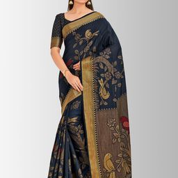 MIMOSA Black Art Silk Woven Design Kanjeevaram Saree-image-44