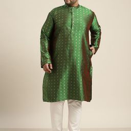 SOJANYA PLUS Men Green Printed Kurta with Pyjamas-picture-44