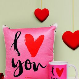 Archies Love Gifts Pink Printed Quotation Mug & Cushion Set-10