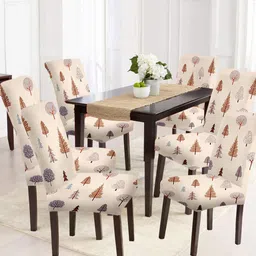 Cortina Set Of 6 Beige Printed Chair Covers-image-35