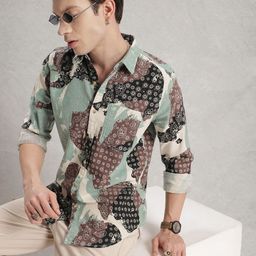 WROGN Pure Cotton Ethnic Printed Casual Shirt-image-14