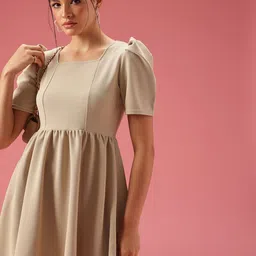 DressBerry Gathers Detail Puff Sleeve A-Line Dress-image-82