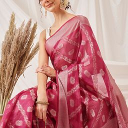 DIVASTRI Leheriya Zari Organza Banarasi Saree-picture-10