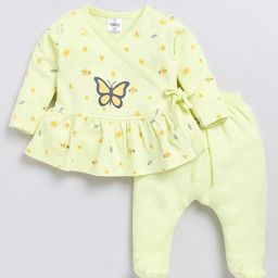 YK X Tinyo Infant Girls Pure Cotton Floral Printed Frock with Footies-image-65